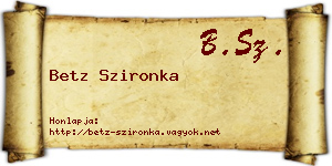 Betz Szironka névjegykártya